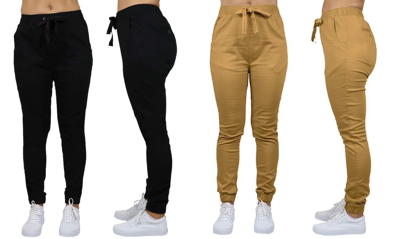 Galaxy By Harvic Loose Fit Stretch Twill Women's Joggers 2 Pack